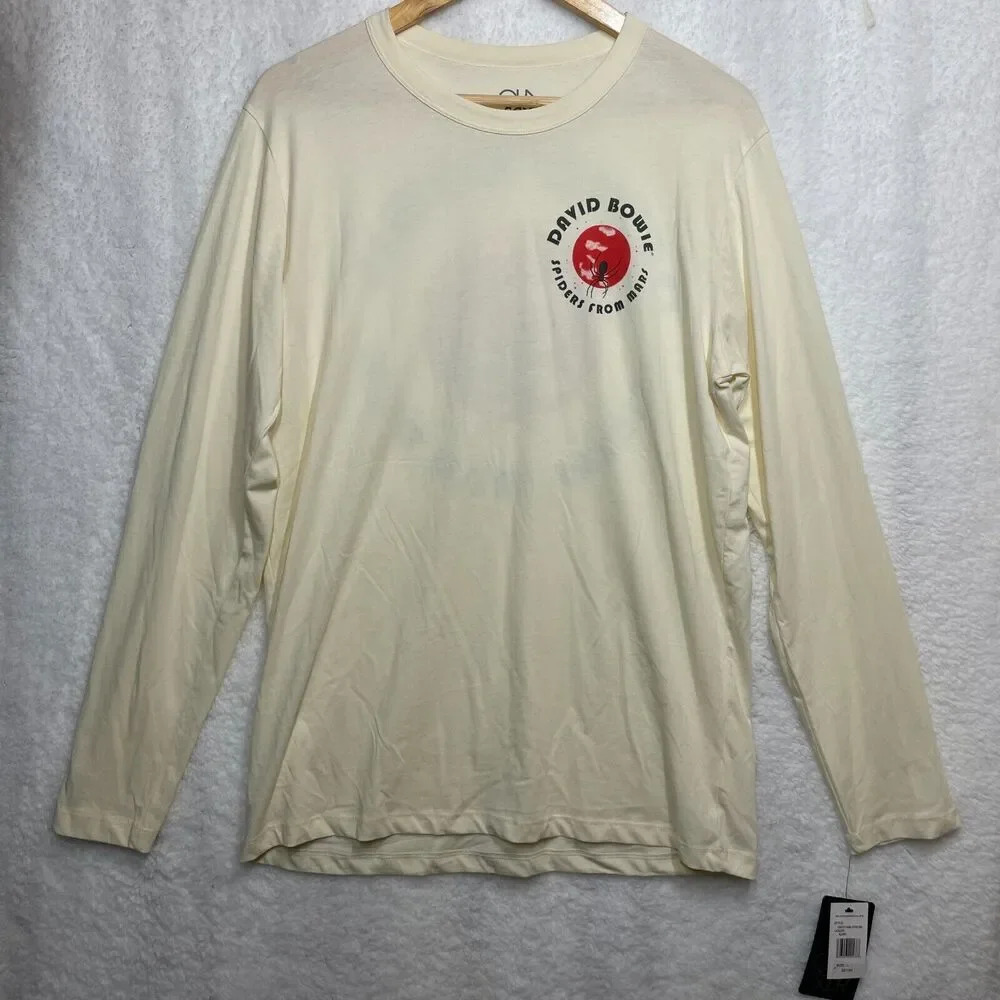 NWT Chaser Mens L David Bowie Long Sleeve T-Shirt Spiders From Mars Ivory/Cream